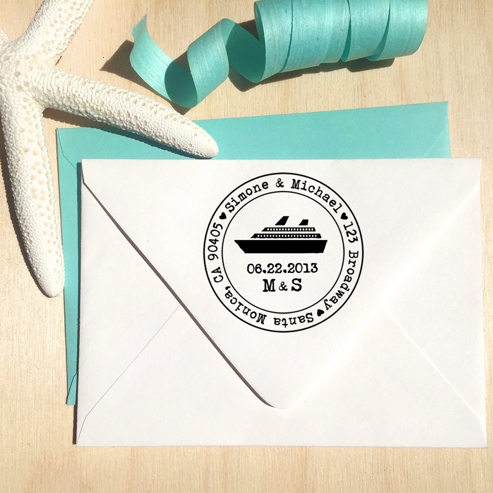 Cruise Ship Stamp Wedding Address Stamp Save the Date Stamp