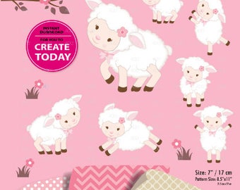 Cute Sheep Clipart Girl Lamb Pink