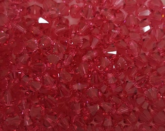 Swarovski 6mm Bicone Crystal Beads - Indian Pink, 10, 20 or 50