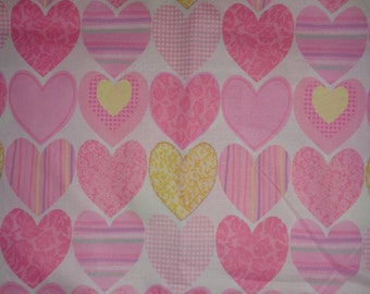Pink Pastel Heart Cotton Fabric by the Yard
