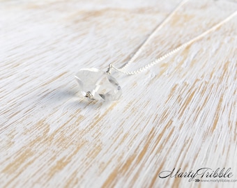 Dainty Quartz Necklace, 100% Sterling Jewelry, April Birthstone, Clear Quartz Jewelry, Silver Necklace Healing Crystal Jewelry Gift for Her