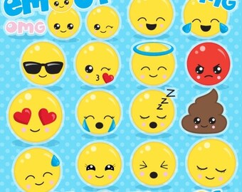 80% OFF SALE Emoji clipart commercial use, smiley face clipart vector graphics, emoji party digital clip art, smiley digital images - CL1062