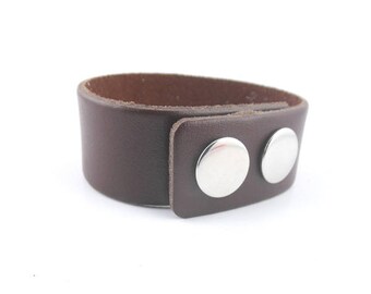 1 Leder Armband braun 24mm Tasten Druck (06)