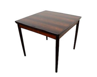 Rosewood Dining Table Poul Hundevad Game Table with 2 leaves Danish Modern Dutch Leaves