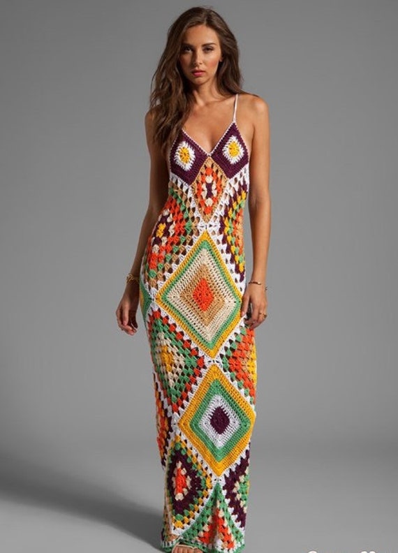 Crochet Beach Dress, Crochet Maxi Dress, Crochet Dress, Knitted Dress, Bohemian Dress, Hippie Dress,Crochet Clothing,Lace Crochet, Knit Dress