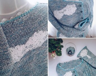 Cardigan cotton with bamboo lace vintage