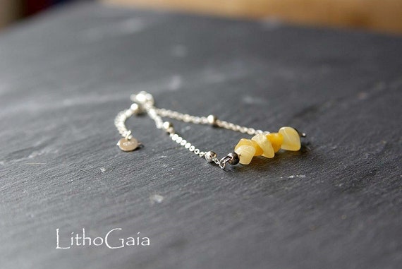 Yellow Jade Bar Bracelet, 925 Sterling Silver, birthstone Bracelet, Yellow Jade jewelry, Jade Bracelet, Gift for Her, Zodiac, Mother's Day