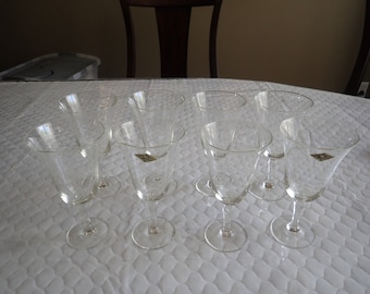 8 (Eight) Radio Brand Fine Glasses Hand Crafted Japan Water Goblets 8 1/2" Wheat Spray Blown Glass