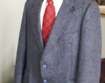 FASHION SALE Vintage Mens McGregor Tweed Jacket Mens Tweed Blazer-Sport Coat Blue Tweed Tag size 42 Tall BONUS Tie Included