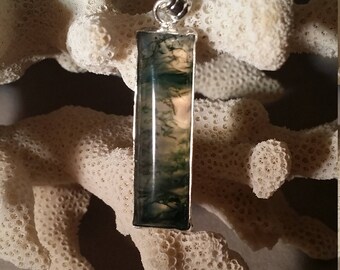 Green Moss Agate Sterling Silver Pendant