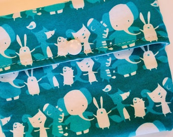Snack Bag, Reusable, Mint animals
