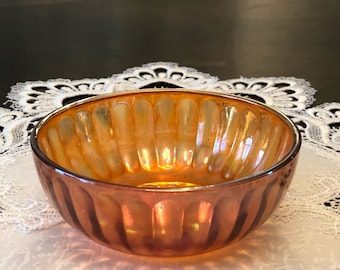 Orange Carnival Glass set of 8 Small Bowls