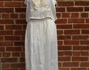 Vintage 20's 30's Silk Lingerie Slip Set // Camisole Slip Skirt // Antique Silk Undergarments