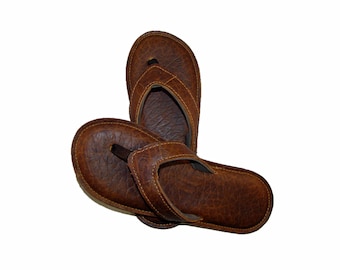 de Aviles Bison Leather Flip Flops-Men's