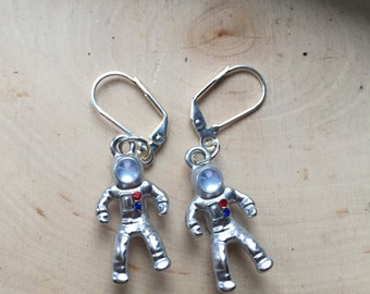 astronaut dangle earrings, gift for your space loving friend