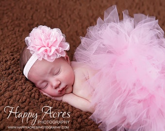 PINK tutu....newborn tutu, baby tutu with matching headband, newborn photography ....birthday tutu
