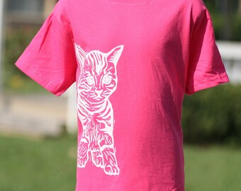 Cat on Hot Pink Toddler T Shirt 2T 3T 4T 5/6T