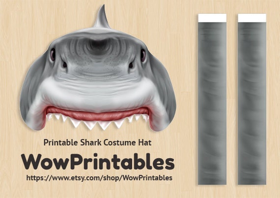 Shark Costume Hat PRINTABLE Download easy to make Black