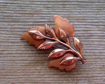 Renoir Pin, Vintage RENOIR Copper LAUREL Leaf Pin Brooch, Copper Leaf Pin, Vintage Copper Pin, Renoir Jewelry
