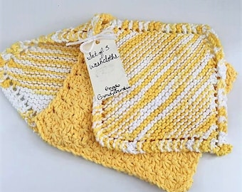 Set of 3 Washcloths in Yellow