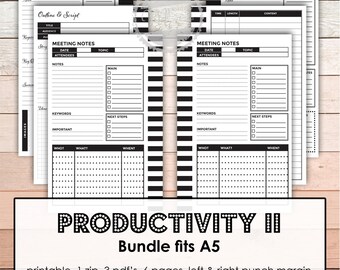 A5 Filofax A5 Hobonichi Printable Social Media Set with Blog