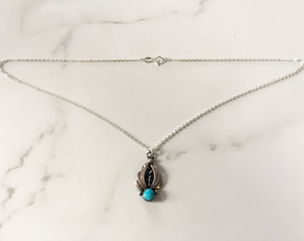 Vintage Sterling Silver + Turquoise Women's Native American Southwestern Necklace