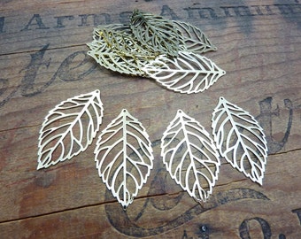 Metal Leaf Lightweight Gold Large Laser Cut Metal Leaf Components with Hole (4)