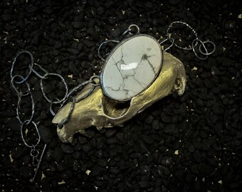 Howlite Oxidized Chain Choker