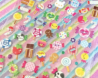 Kawaii sweet treats sticker sheet - kawaii puffy sticker sheet - kawaii candy