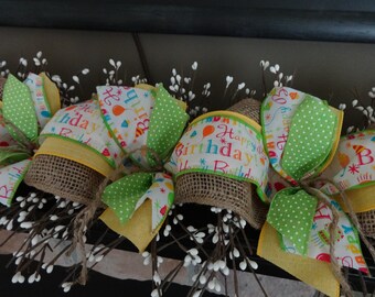 Mantle Decor, Birthday Decoration, Mantle Garland Decoration, Mantel Decor, Happy Birthday Garland, Burlap and Berry Garland
