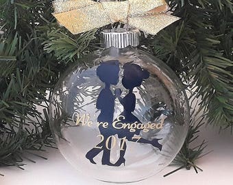 Engagement Gift, Personalized Engagement Ornament, Engaged Ornament, Engaged Couples Gift, Engagement Keepsake, Engagement Party Gift