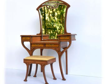 Art Nouveau dressing table dollhouse miniature kit 1:12