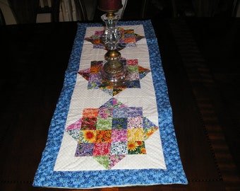 Moda Wildflowers Floral Table Runner,Blues, Reds,Purple,OrangeAnd Greens...............
