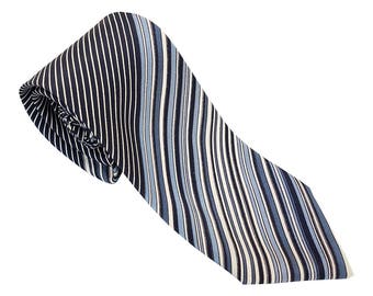 CHRISTIAN DIOR Vintage Silk Blue Striped Tie