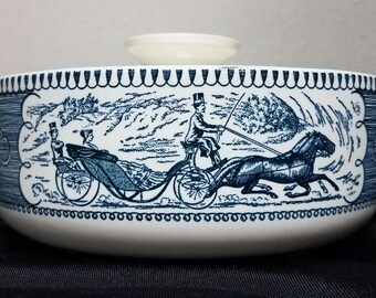 Currier & Ives Casserole Dish White Lid