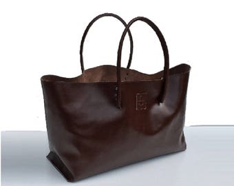 Large Leather Shopper Bag XXL Shopper shopping bag for big buy brown handmade