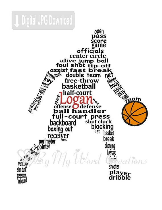 Basketball Player Word Art Personalized Basketball Player