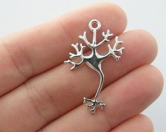 BULK 20 Neuron charms antique silver tone MD59