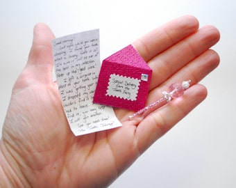 Letter and Wand from the Tooth Fairy- pink, tiny and customized