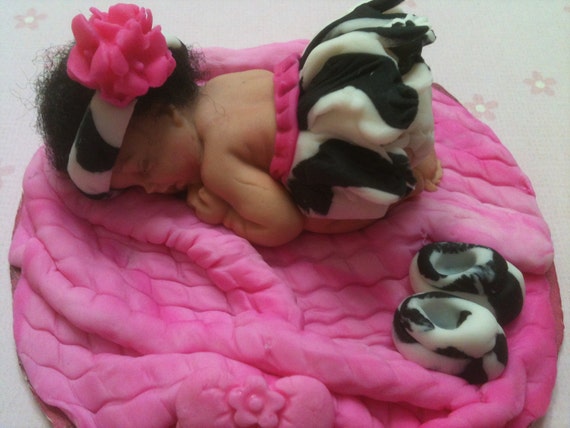 Baby In A Zebra Print Tutu Baby CakeTopper Cake