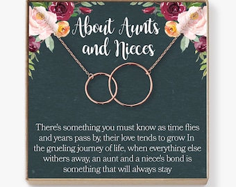 Aunt-Niece Necklace: Aunt-Niece Gift, Aunt-Niece Jewelry, Aunt-Niece Quotes, Aunt Necklace, 2 Interlocking Circles