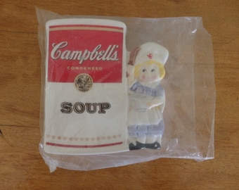 Vintage Campbell's Soup Spoon Rest, Little girl holding bowl Campbell's Soup from 1997.
