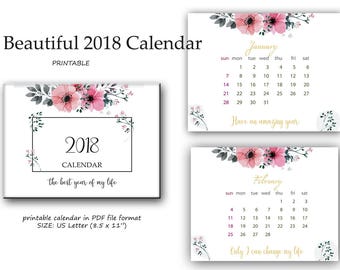 PRINTABLE Calendar 2018, Calendar 2018 Desk Calendar, Calendar Printable 201, Wall Calendar, calendar, 2018