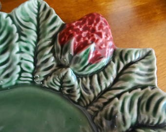 Bordallo Pinheiro Strawberry Majolica Plates Set of 6