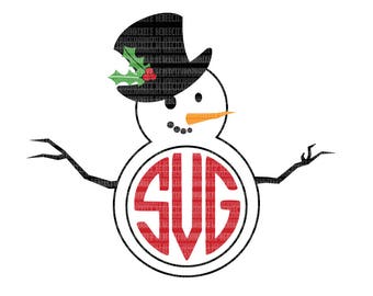 Christmas SVG Snowman Monogram Frame Commercial Use dxf eps files Silhouette Studio Cameo Cricut Design Space Cricut Explore Heat Transfer