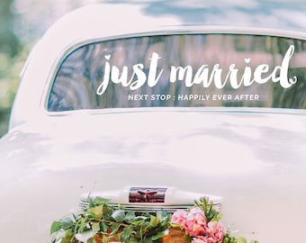 Just Married Decal / Vinyl Decal / Wedding Decal / Wedding Decor / Wedding Decal Modern / Happily Ever After Wedding