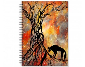 Mens Wolf Gift Notebook For Him Wolf Spiral Notebook