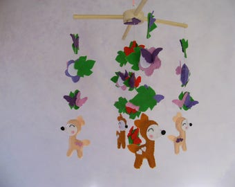 Baby mobile Baby girl mobile Butterfly mobile Nursery mobile Crib mobile Felt baby mobile Felt butterfly mobile Woodland mobile Animals