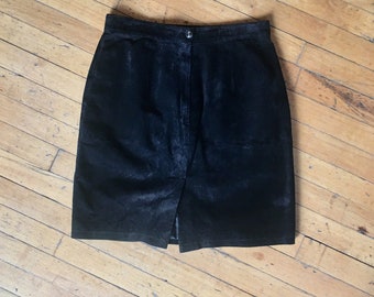Retro Black Suede Skirt Fully Lined