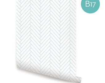 Herringbone Tile Pattern Custom Color Peel & Stick Fabric Wallpaper Repositionable